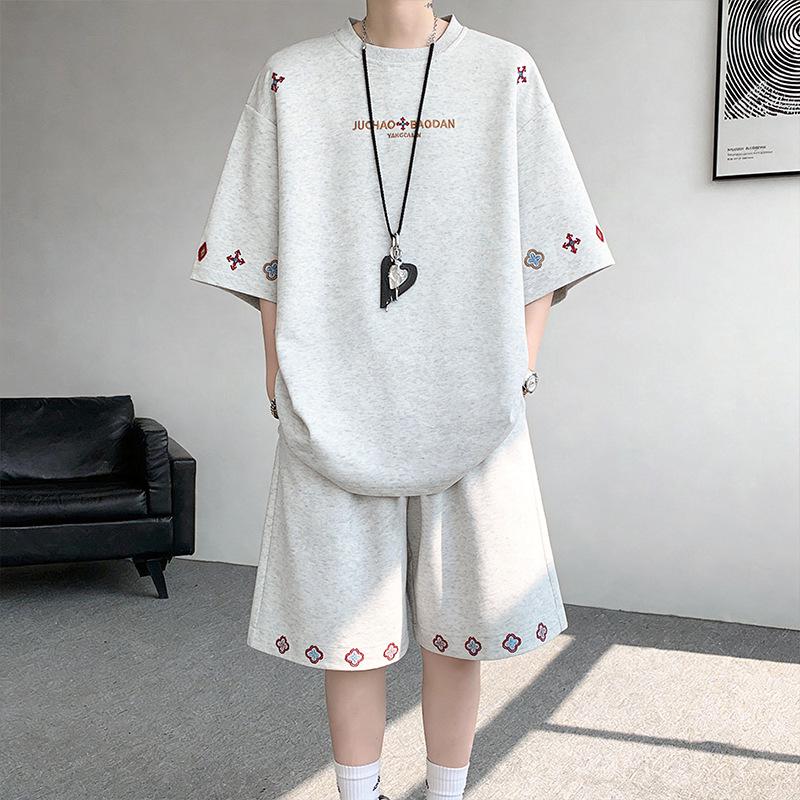 2026 American Style Embroidered Summer T-Shirt & Shorts Set for Men