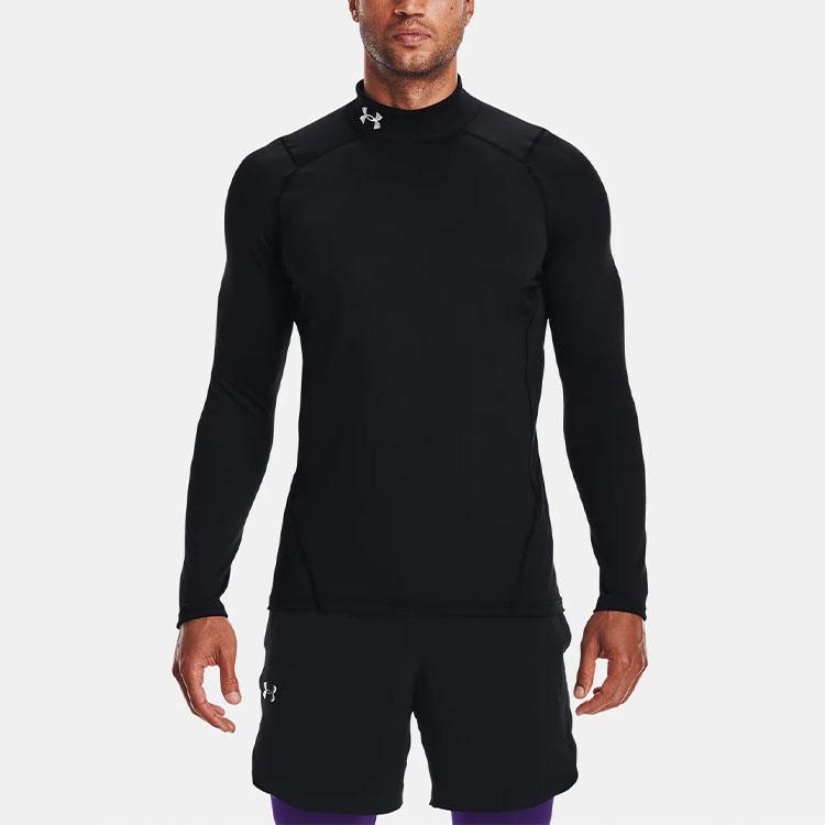 Under Armour ColdGear Infrared Mock Long Sleeve T-Shirt Men Tops Black 1366066-001