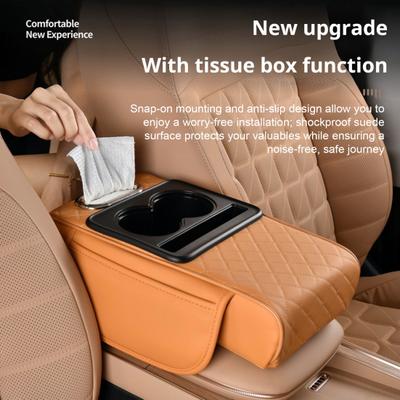 Couvre-accoudoir de voiture universel Compartiments multiples Installation simple Couvre-console centrale de voiture avec 2 porte-gobelets