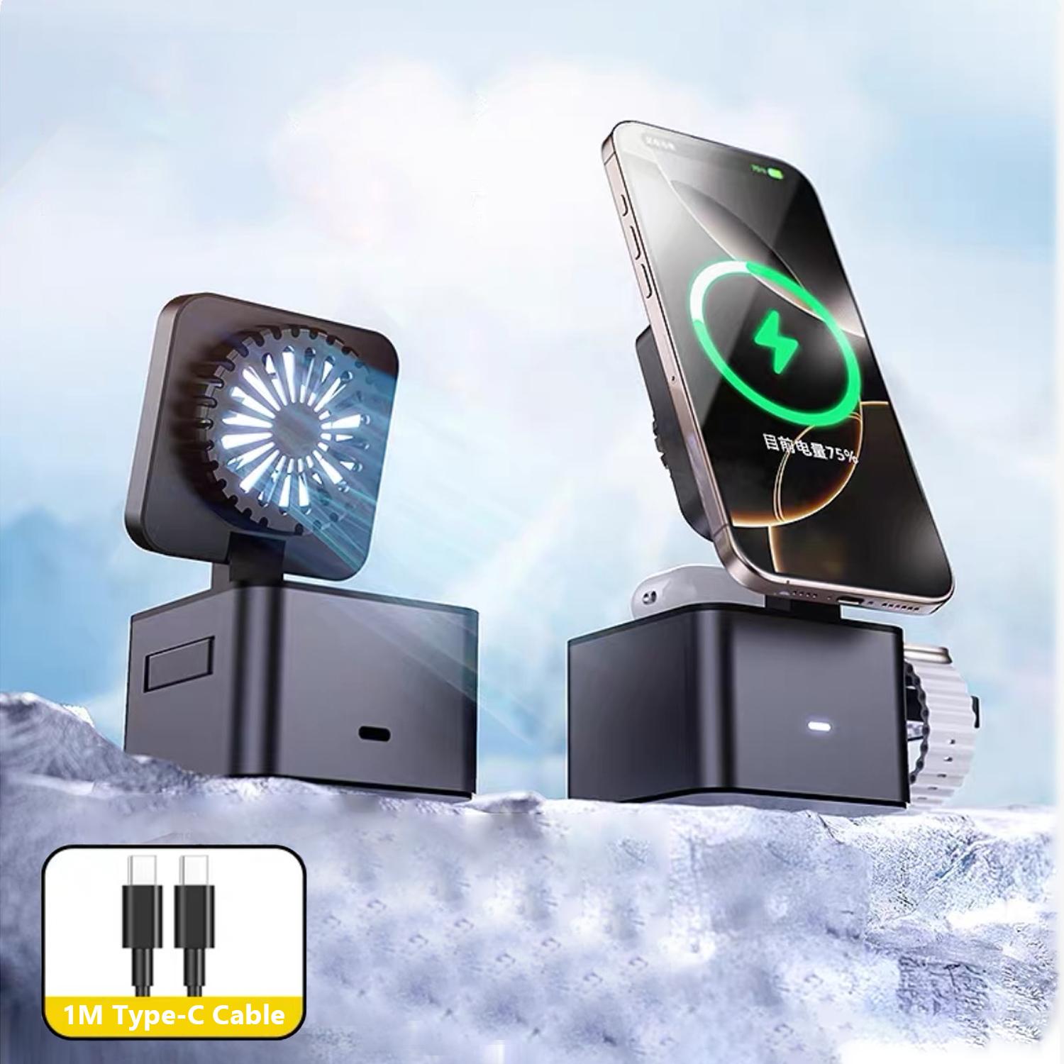 

ice-Cooling For Magsafe Wireless Charger Station Stand For iPone 16~12 Pro Max/iWatch 10~2 SE/AirPods 4 Pro 3 in 1 Fast Charging чёрный