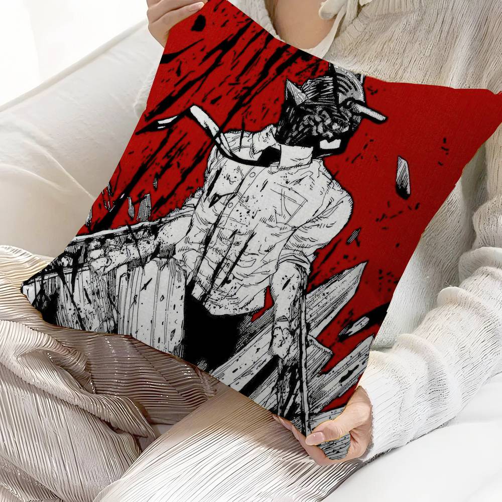 Anime Chainsaw Man Poszewka na poduszkę Poduszka Poszewka na poduszkę Pokój dzienny Sofa Wystrój domu Spersonalizowana