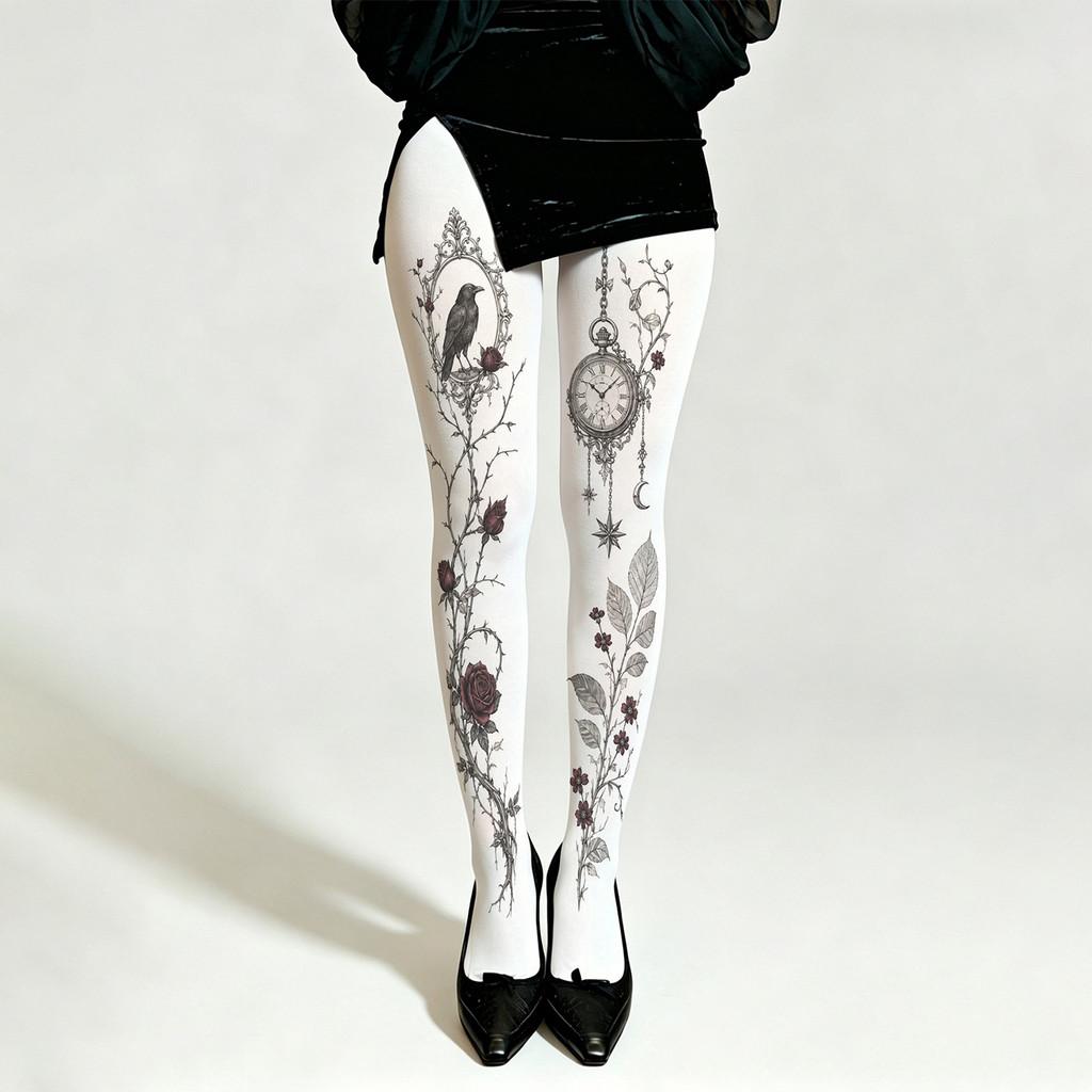 Dark Patterned Silk Stockings With Nylon Fabric For Women Casual Streetwear