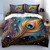 Peacock Feather Art Set Decor Soft Comfortable Duvet Cover Bedding Set Included 1*Duvet Cover & 2*Pillowcases, Gift