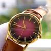Used [In operation] SEIKO brown leather quartz watch gold case OMEGA