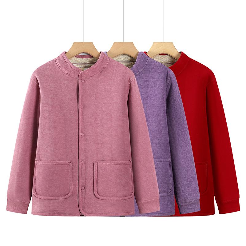 Fleece-Lined Thermal Cardigan and Thick Winter Coat for Middle-Aged and Elderly Women