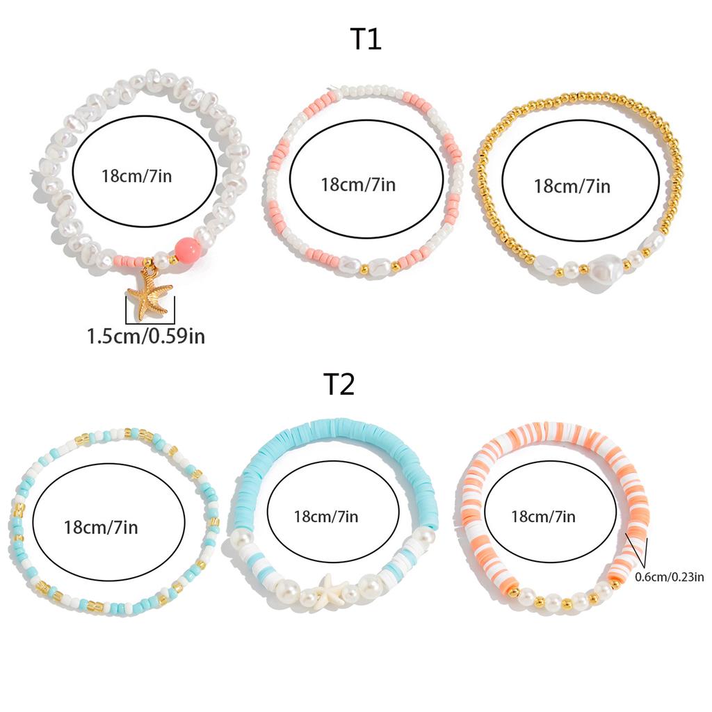 Bohemian Colorful Starfish Beaded Stackable Multilayered Bracelet Ocean Theme Jewelry For Women Girls Gift