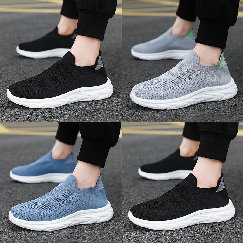 Men's shoes lazy one pedal 2024 spring and summer new mesh breathable casual shoes fly-woven soft-soled cloth shoes