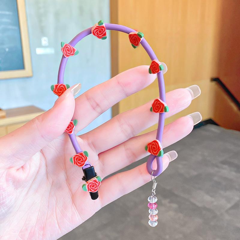 New Girls Cute Flowers Braided Hair Headband Curly Hair Rope For Kids Candy Colors Hairpins Hair Bands Fashion Hair Accessories