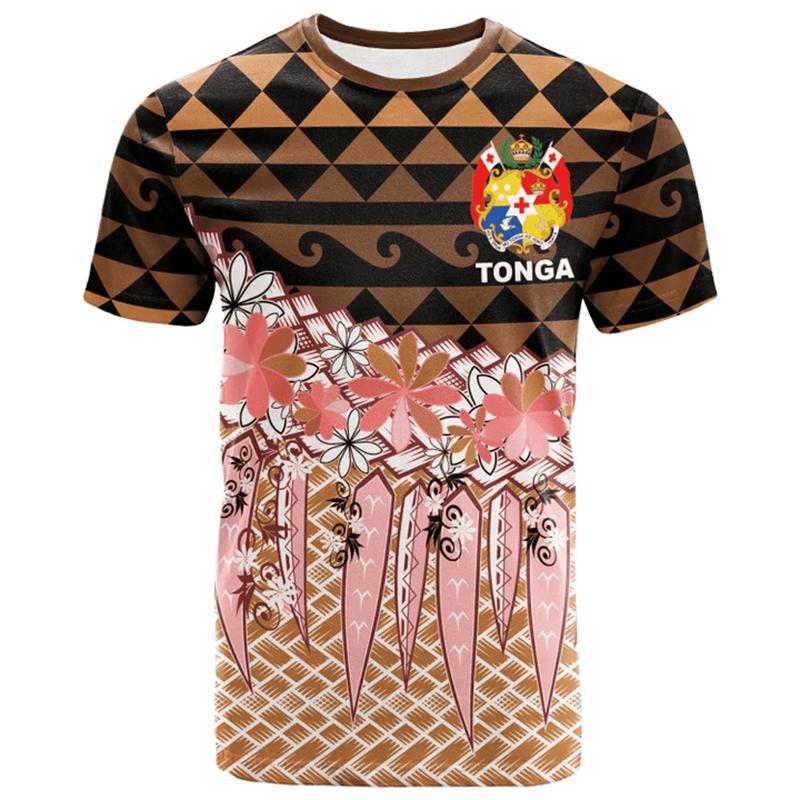 T-shirt Grafiche con Mappa della Bandiera di Tonga Maglietta con Emblema Nazionale Tongano per Uomo Abbigliamento Polinesia T-shirt Unisex Casual da Uomo Top da Donna