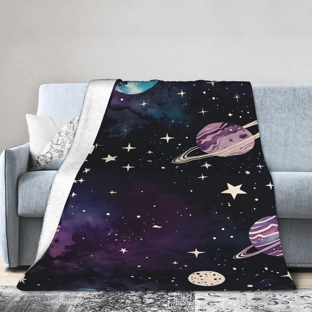 Warm Soft Blanket Girls Boys Picnic Galaxy Sunglasses Throw Blanket Flannel Bedspread For Couch Bed Fashion Sofa Bed Cover