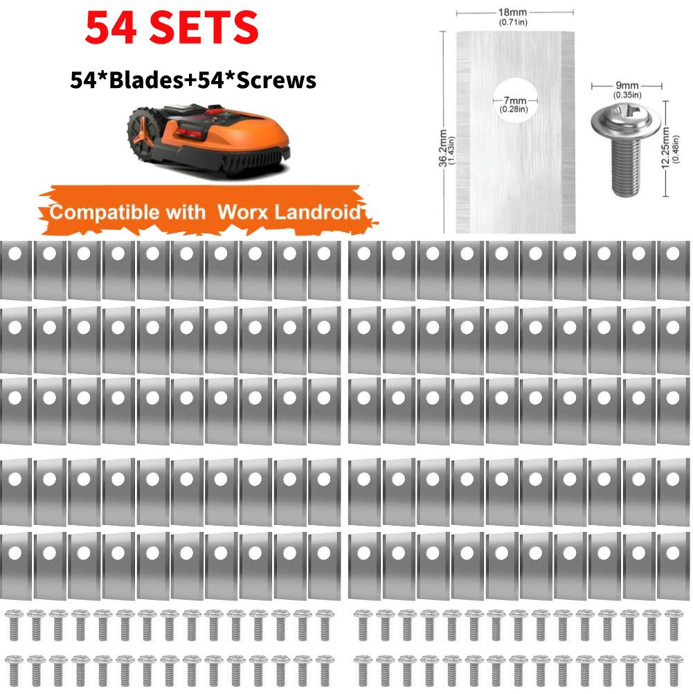 90-18x Lawn Mower Cutting Blade Set Stainless Steel Single Hole Lawn Mower Blade Blade Screws Kit for Worx Landroid Lawn Mowers
