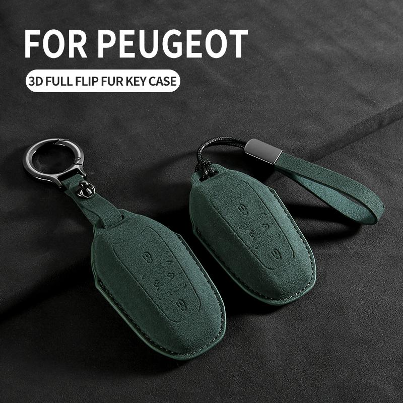 In Stock Cross-Border Factory Key Fob Covers for Peugeot 508L 4008 408X 308 5008 Suede Car Keychain Accessories