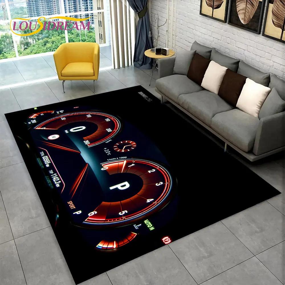 Alfombra grande para tablero de instrumentos de carreras de autos en 3D, alfombra para sala de estar, dormitorio, sofá, cocina, decoración, alfombra antideslizante para juegos de niños