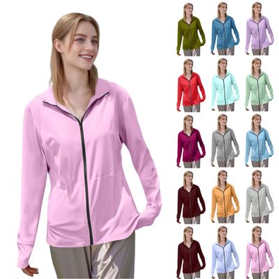 Camicia da sole da donna Felpa con cappuccio Manica lunga Outdoor Escursionismo Cappotto estivo Seta di ghiaccio