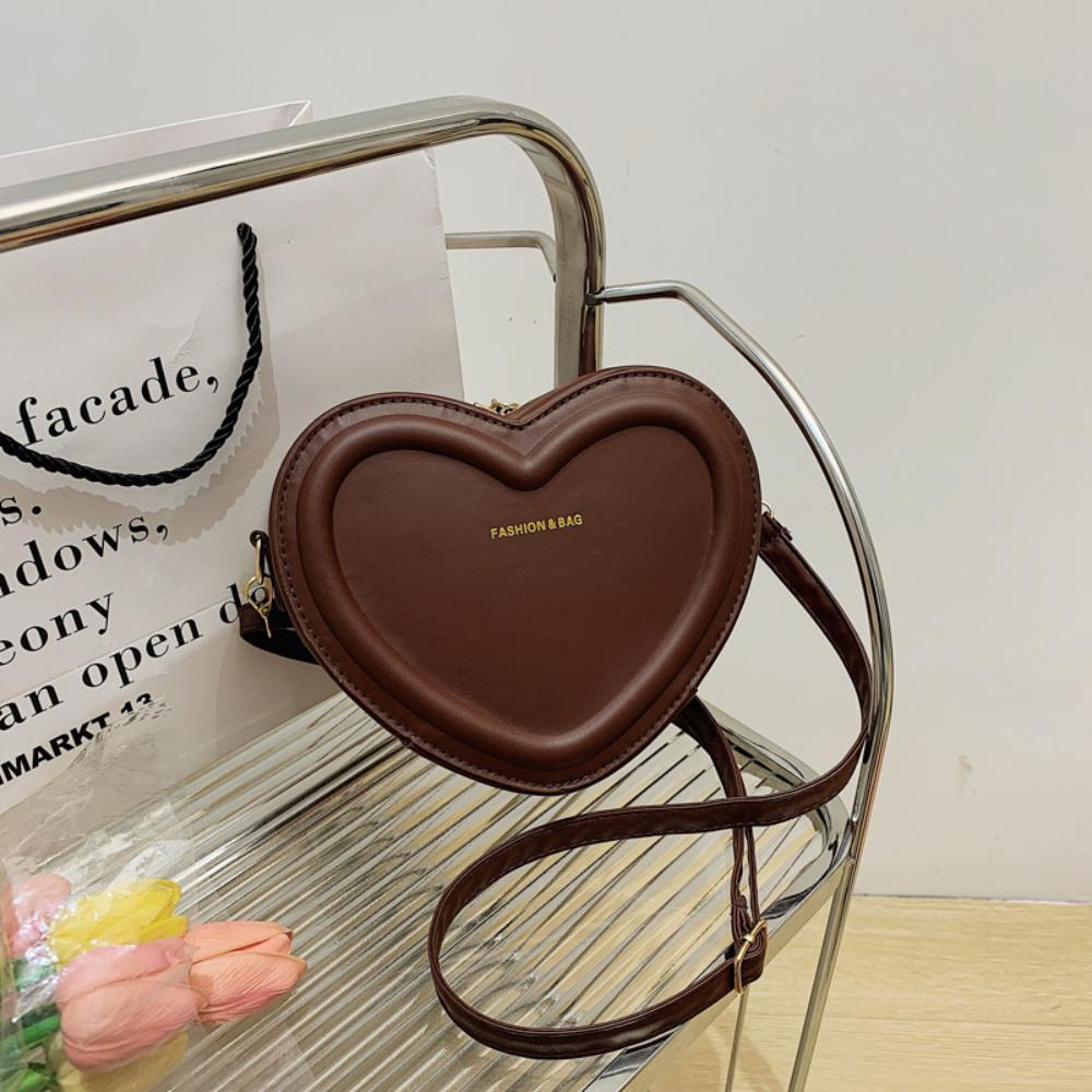 Fashion Heart Shape Crossbody Bags for Women  Solid Color Pu Shoulder Bag Casual Ladies Handbags Designer Women Bags