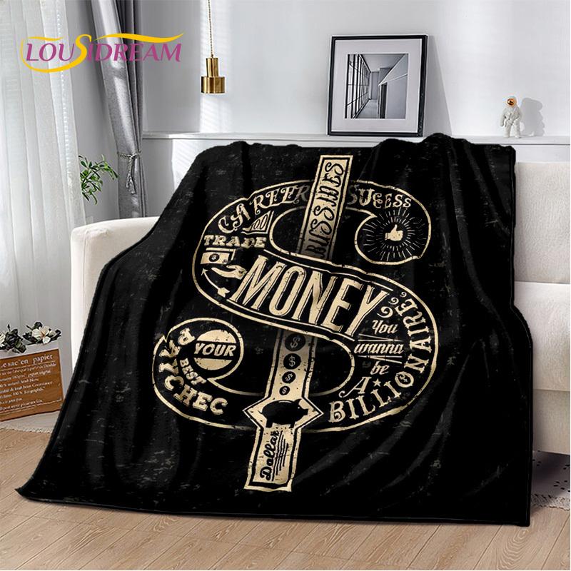 Zengin Dolar Euro Pound Para 3D Karikatür Battaniye, Yumuşak Atmak Battaniye Ev Yatak Odası Yatak Kanepe Piknik Ofis Seyahat Kapak Hediye Çocuk