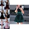 Elegant Women Dress Fashion Velvet Swing Plush Party Evening Prom Skater Midi Dress