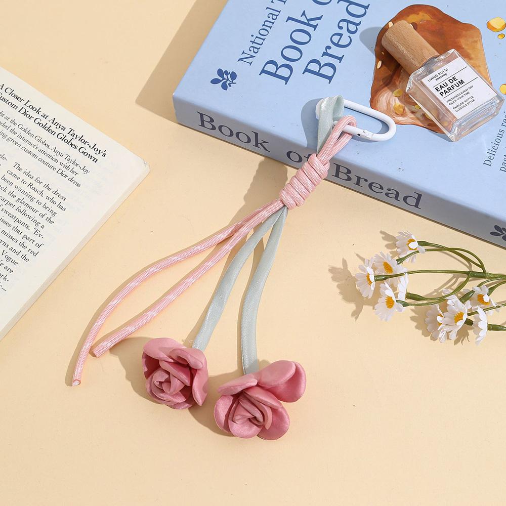 New Trend Rose Flower Design Fashion Bag Charm Woven Rope Car Hanging Piece Chic Accessories Gift A430 Bag Charm