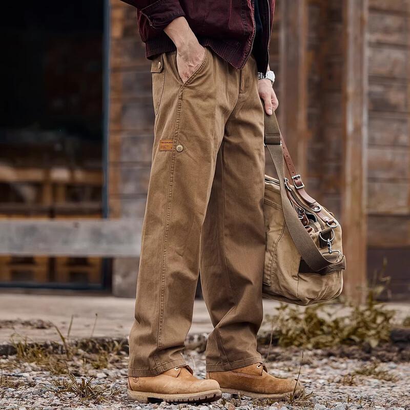 

Мужские американские ретро свободные прямые рабочие брюки XL