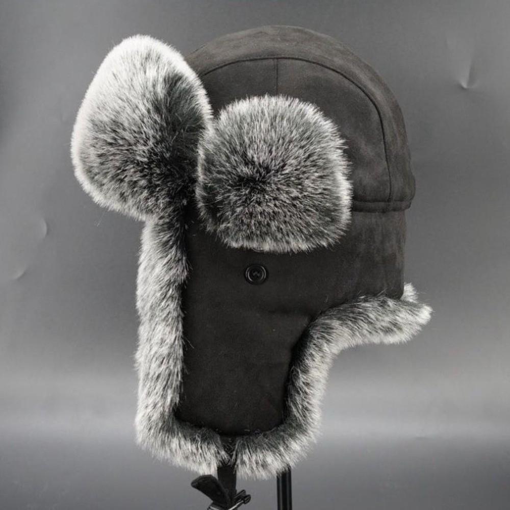 Imitation Fur Ear Protection Hat Suede Fabric Cold-Proof Hat Fashion Windproof Ski Hat  Skiing