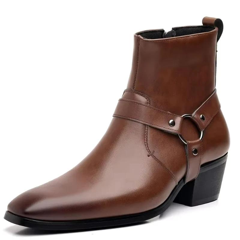 Men's Boots Designer Chelsea Boots Luxury High Quality Men Cowboy Boots Black Brown Zip Wedding Office Dress Shoes Male