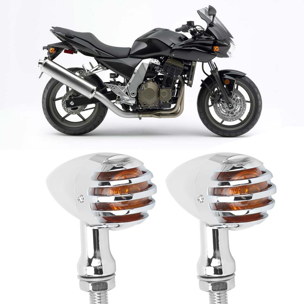 2pcs Motorcycle Retro LED Turn Signal Indicator Light with Grille Fit for Yamaha