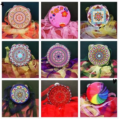 6" & 7" Uyghur Ribbon Tambourine Hand Drum for Dunhuang Apsara Dance