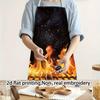 A 2D Printed Apron Made of Linen, Featuring a Flame Pattern Design, Is Ideal for Kitchen and Outdoor Cooking