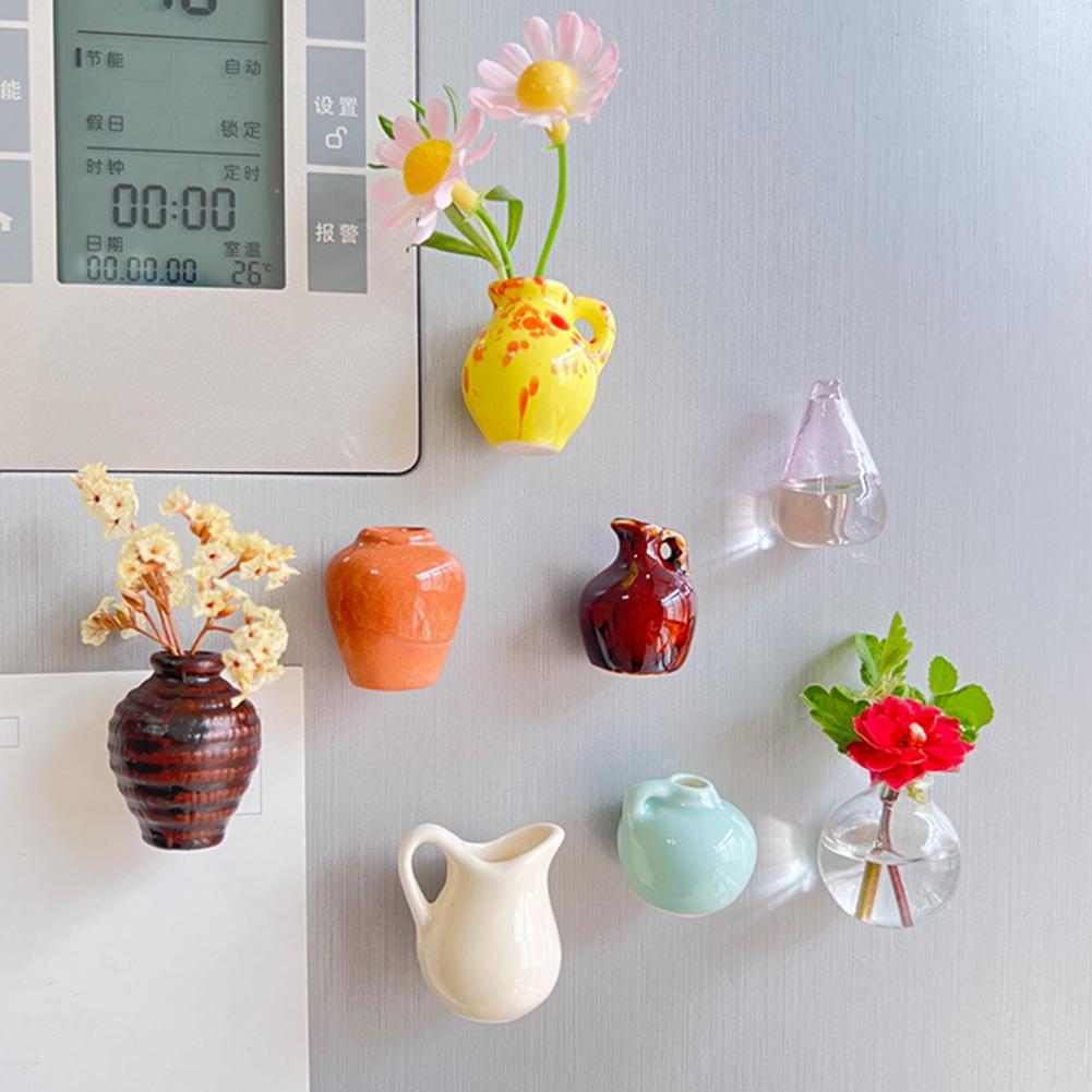 Ceramic Refrigerator Magnets Cute Mini Vase Design with Strong Magnetic Base for Notes/Photos Perfect for Kitchen/Office/School
