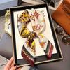 Luxury minimalist printed scarf, faux silk square 70cm, versatile spring and sun protection shawl, hair tie scarf