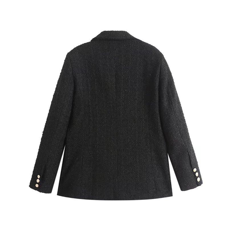 GMXIA Women's Vintage Casual Solid Color Print Autumn Winter Long Sleeve POLO Neck Jackets & Coats