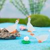 62KD 3pcs Miniature Resin White Gooses Figurine Home Garden Lawn Decoration