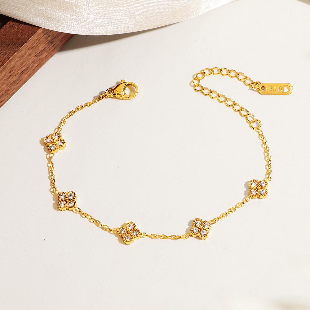 7mm Titanium Steel Mini Light Luxury Exquisite Four-leaf Clover Bracelet Versatile Simple and Fashionable Bracelet