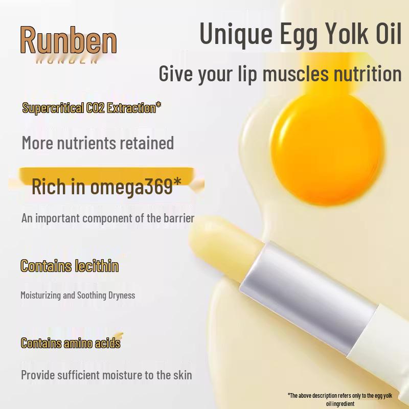 Runben Children's Egg Yolk Oil Lip Balm - Moisturizing and Nourishing Lip Care for Girls and Boys