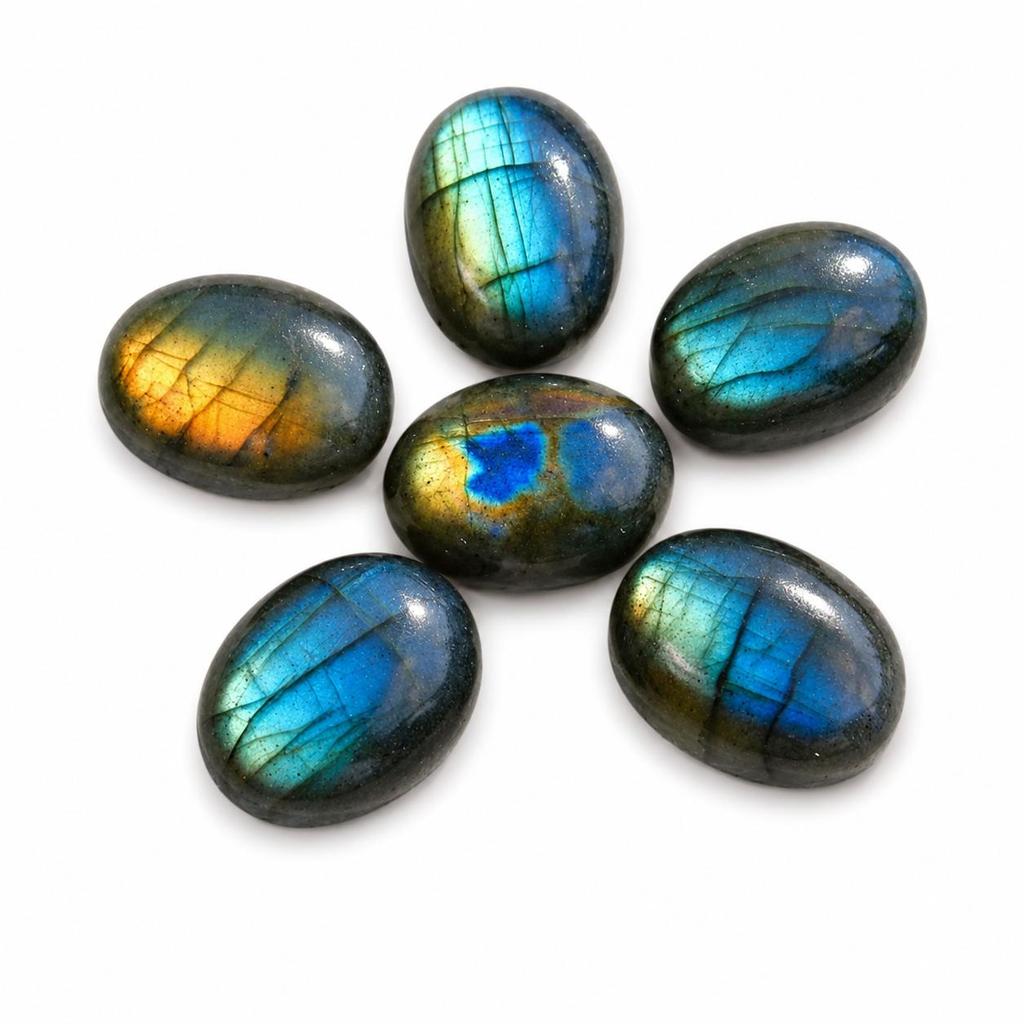 Natural Labradorite Oval Cabochon Gemstone, Flashy Blue Fire Labradorite Stone for Jewelry Making, Polished Loose Labradorite Cabochon