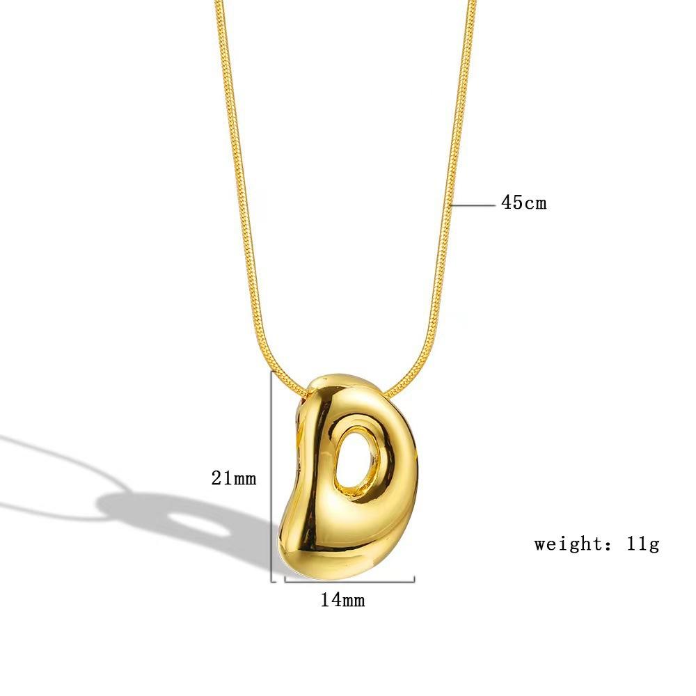 [9.30% off from 10 pieces] Balloon bubble chubby 26-letter necklace bare body simple pendant