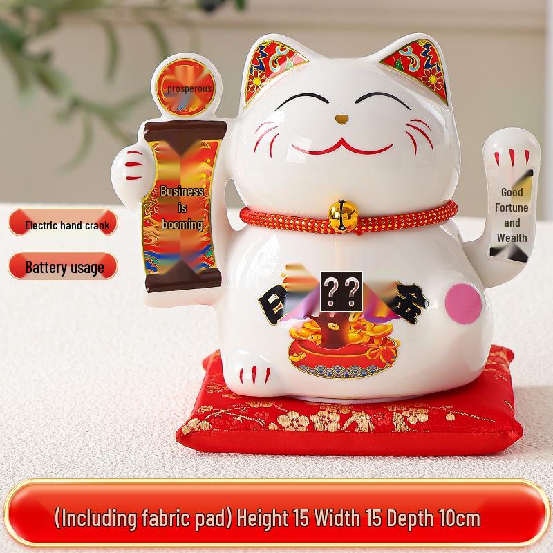Large Waving Hand Lucky Cat Ornament - Cashier Desk Home Decor Gift