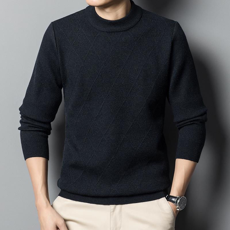 Autumn and Winter New Anti-pilling Sweater Semi-turtleneck Long-sleeved Top Casual Bottoming Shirt Thickened Knitted Sweater Men