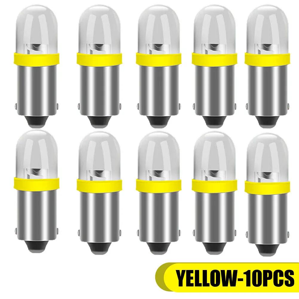 

10 шт. универсальные BA9S выступающие автомобильные светодиодные лампы для салона автомобиля, приборной панели, круглые лампочки, автомобильные аксессуары, автомобильное освещение жёлтый