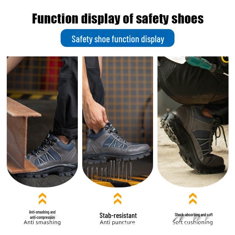 Men's Steel Toe High-Top Work Boots: Ankle Support, Anti-Smash, Anti-Puncture, Wear-Resistant, Comfortable