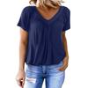 Summer Ladies Solid Colour V-Neck Short Sleeve Top