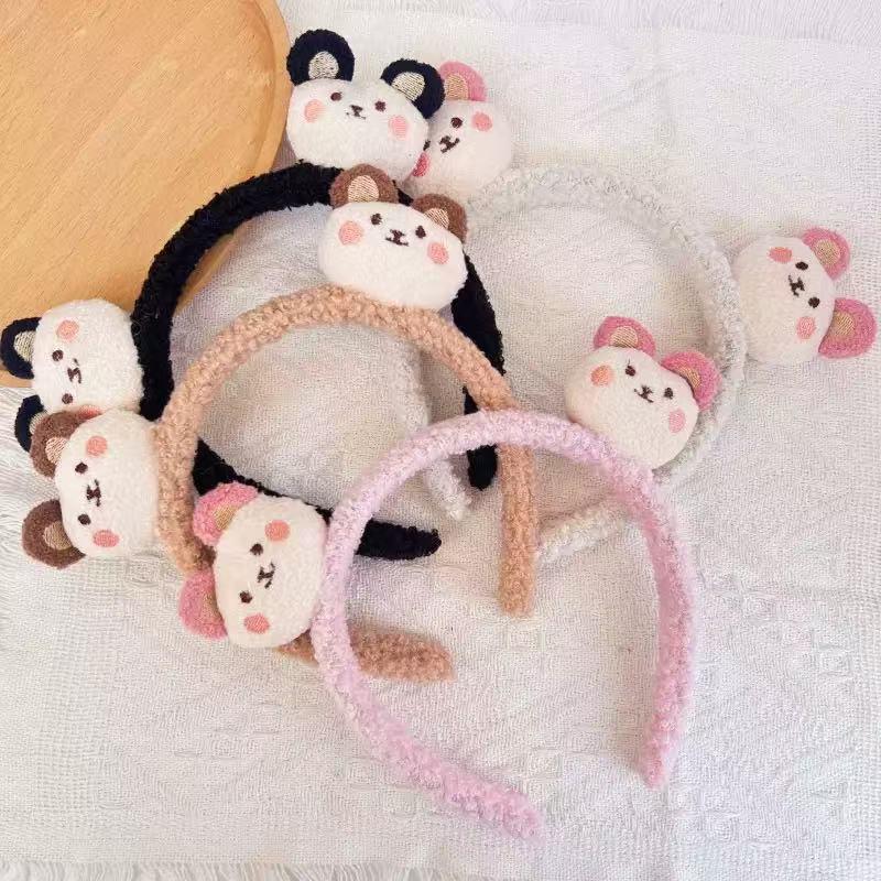 Niedliches Bären-Plüsch-Stirnband für die Gesichtsreinigung bei Frauen - Haarspangen-Accessoire