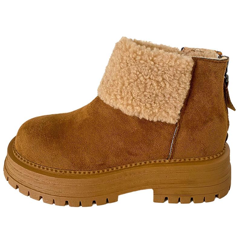 

A9878 латексная стелька/толстая подошва бархатные короткие сапоги женские сапоги 2024 новые зимние теплые сапоги Boken Martin сапоги из хлопка 35 верблюд