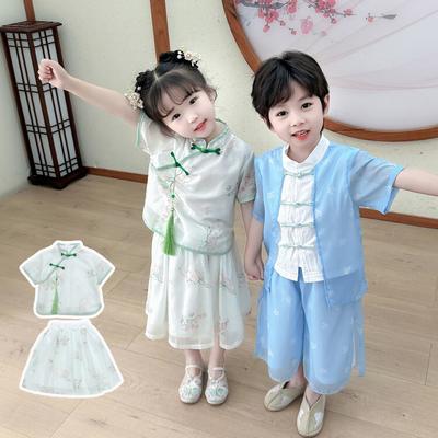 Hanfu dívka čínského stylu látkové letní šaty Starožitný oblek Tang kostým super víla malá dívka mořská panna princezna sukně spodní prádlo