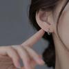 S925 Sterling Silver Sugar Cube Earrings with Personalized Blue Diamond Chain – Retro Distressed High-End Design