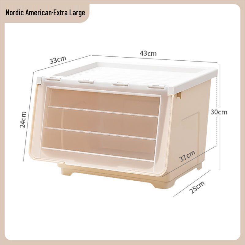 Side-Opening Extra-Large Stackable Plastic Storage Box for Living Room Toys