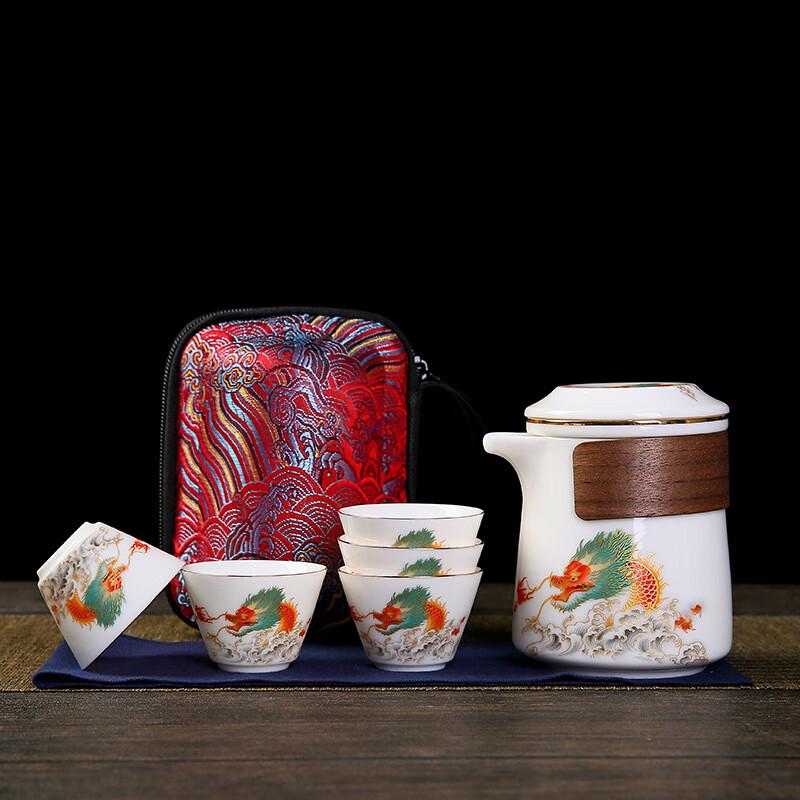 Qingsongshe Mutton-fat Jade White Porcelain Travel Tea Set