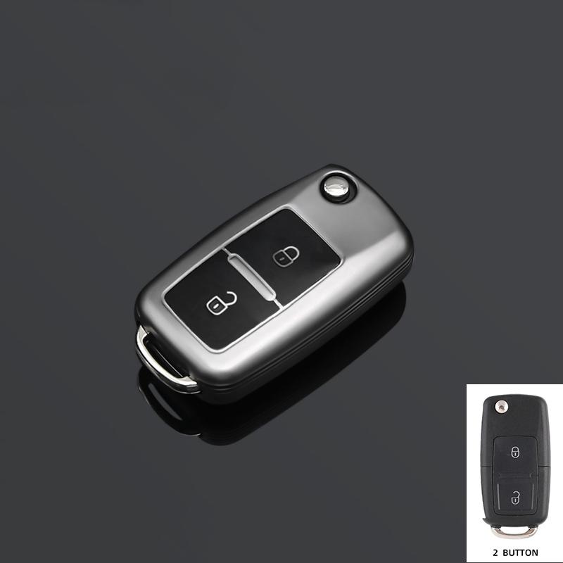 

For Vw Volkswagen Mk4 Bora Golf 4 5 6 Jetta Passat Polo Bora Touran Skoda Seat 2Btn Tpu Car Key Case Cover Shell Fob
