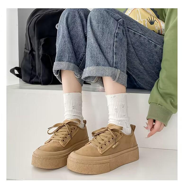 

Женские кроссовки слипоны на мягкой подошве, платформа, весна-осень, новые, универсальные студенческие резиновые туфли, сетчатая подкладка, плоские вулканизированные туфли 35 темно-коричневого