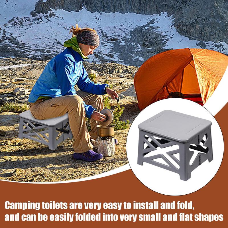 Portable Folding Toilet with Lid Outdoor Camp Toilet 100kg Weight Capacity Multifunctional Outdoor Toilet Seat for Emergencies